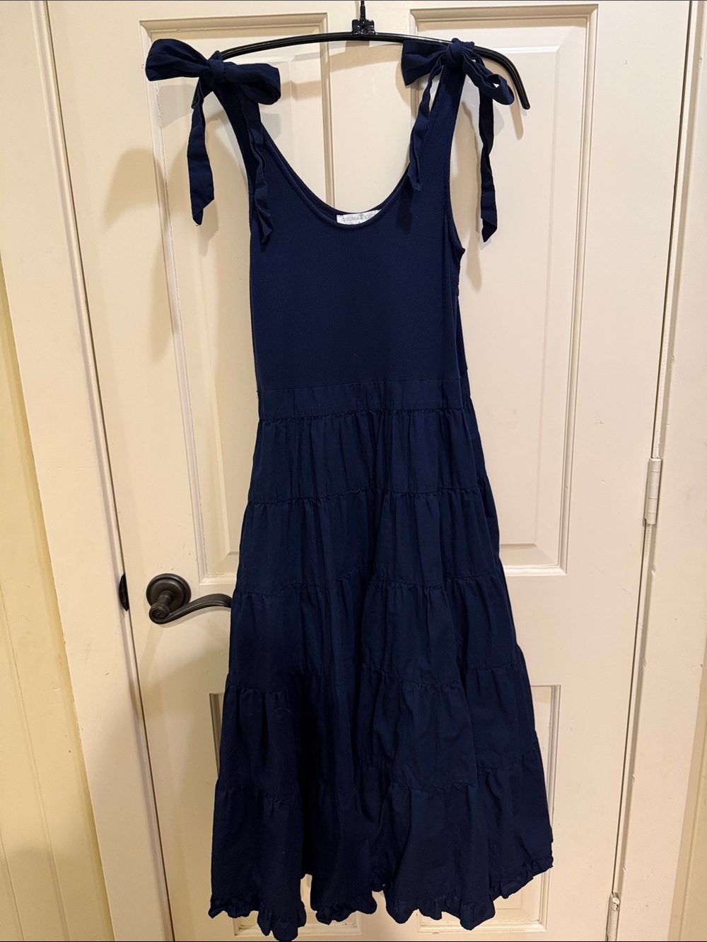 Chelsea & Violet Navy Tie-Shoulder Tiered Midi Dress